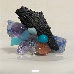 Multicolor Crystal Cluster statement ring